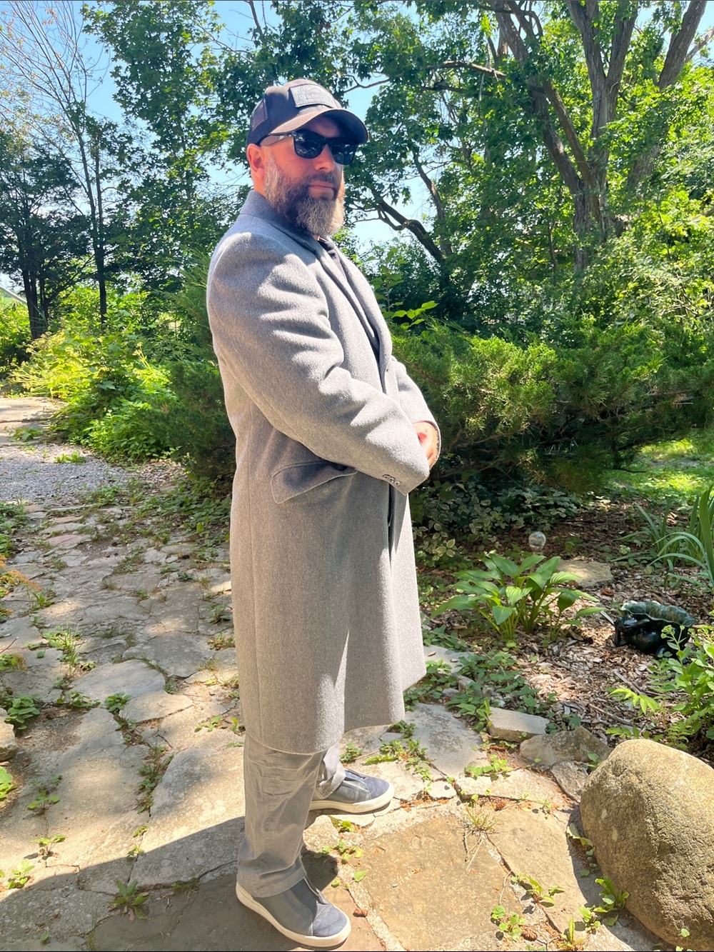 Classic Vintage Gray Wool Formal Overcoat Cashmere - Picture 2 of 11